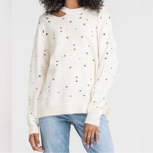 Astr Cream Crew Neck Sweater with Relaxed Fit